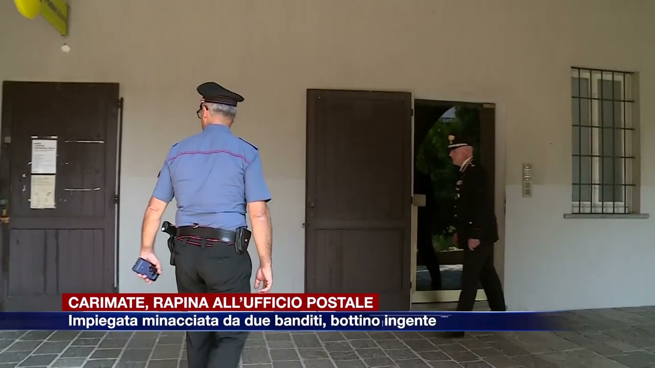Etg - Rapina all’ufficio postale di Carimate, impiegata minacciata da due banditi