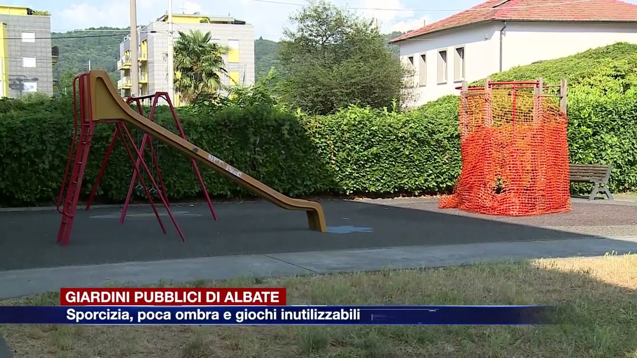 Etg - Giardini pubblici di Albate: sporcizia, poca ombra e giochi inutilizzabili