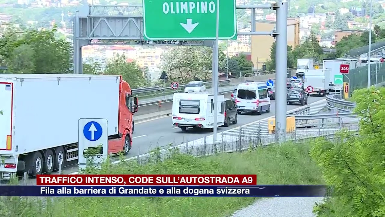 Etg - Weekend di esodo, code sull’autostrada A9 a Grandate e alla dogana