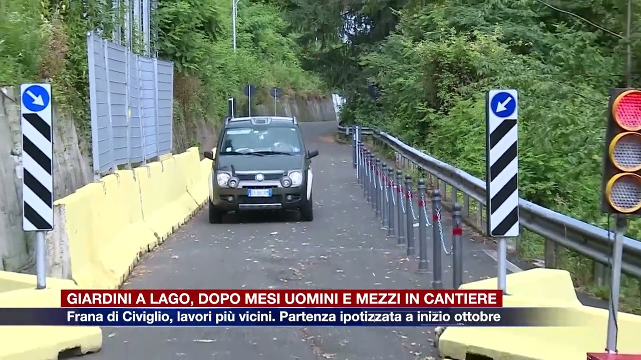 Etg - Giardini a lago, uomini e mezzi in cantiere. Frana di Civiglio, lavori a inizio ottobre