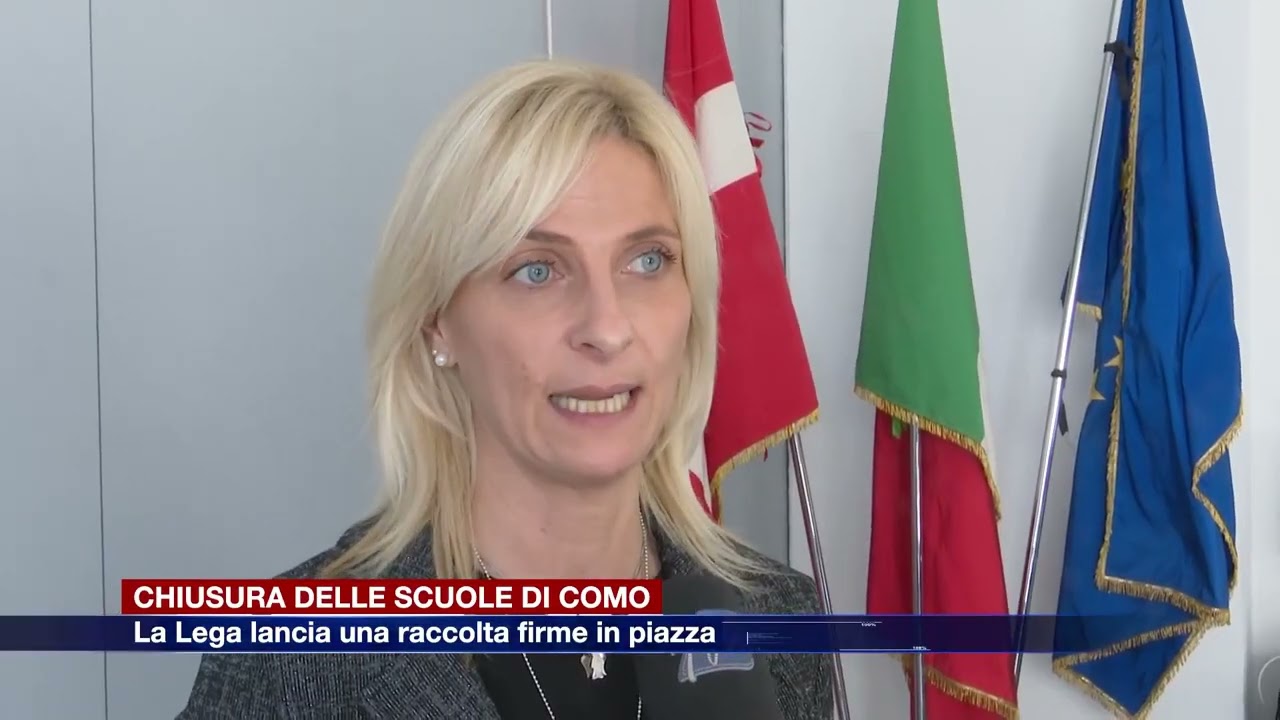 Etg - Chiusura delle scuole a Como, la Lega in piazza per raccogliere firme contro Rapinese