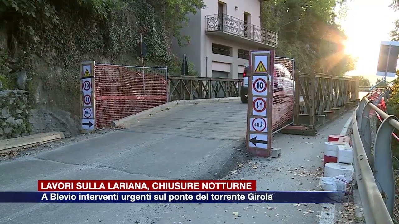 Etg - Chiusure notturne sulla Lariana a Blevio per i lavori sul ponte