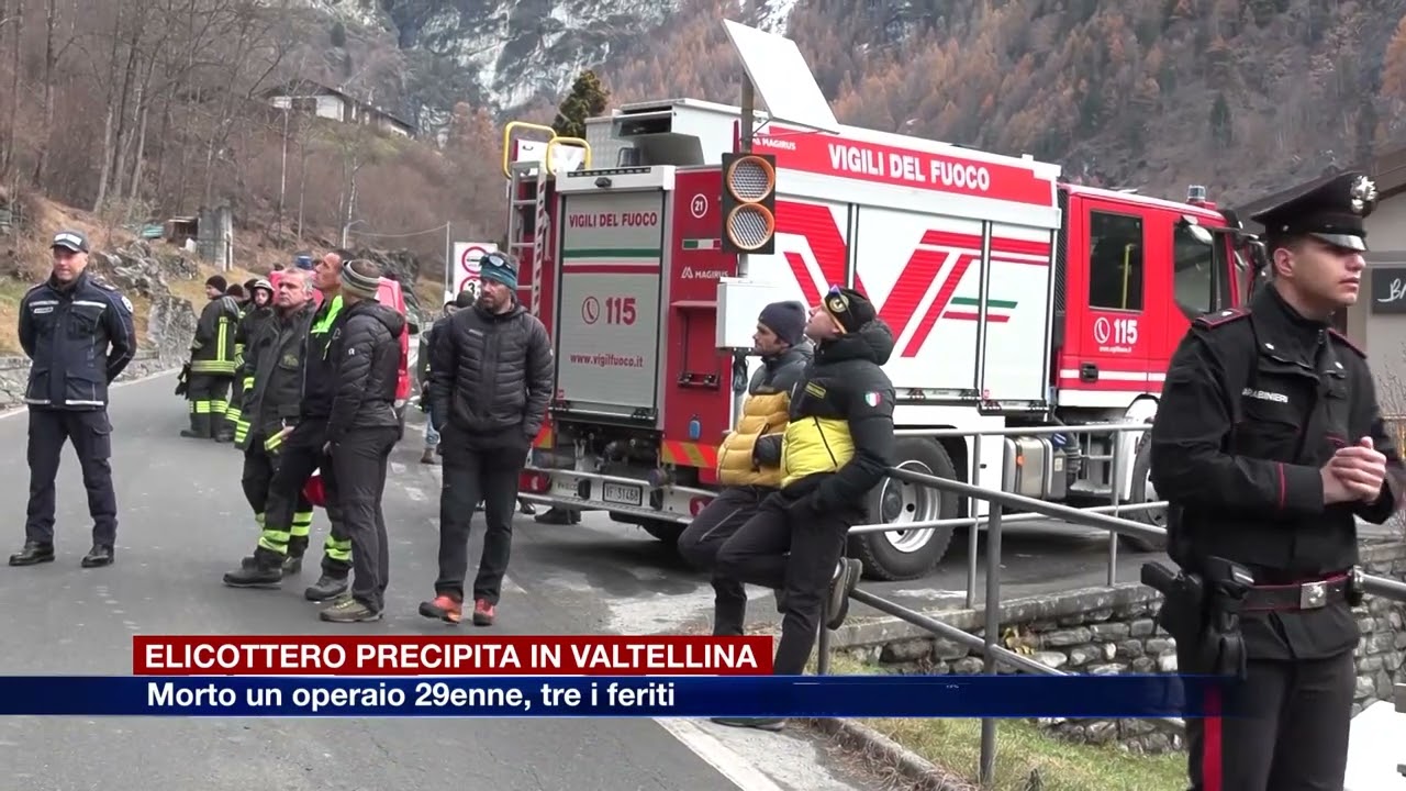 Etg - Elicottero precipita in Valtellina: morto un operaio 29enne, tre i feriti
