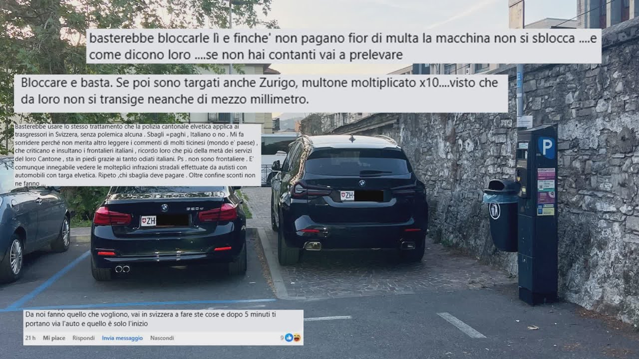 Svizzero con il suv di lusso parcheggia sul marciapiede
