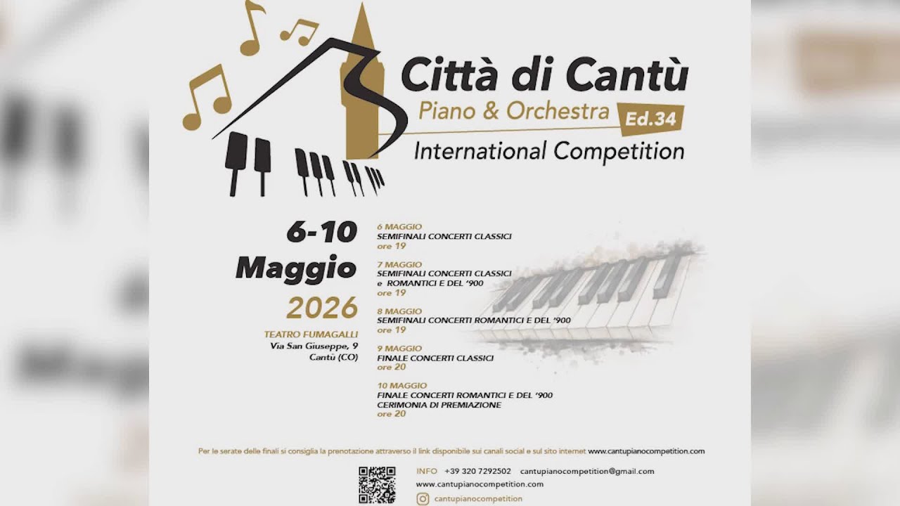 Cantù, al via la 34a edizione del concorso pianistico