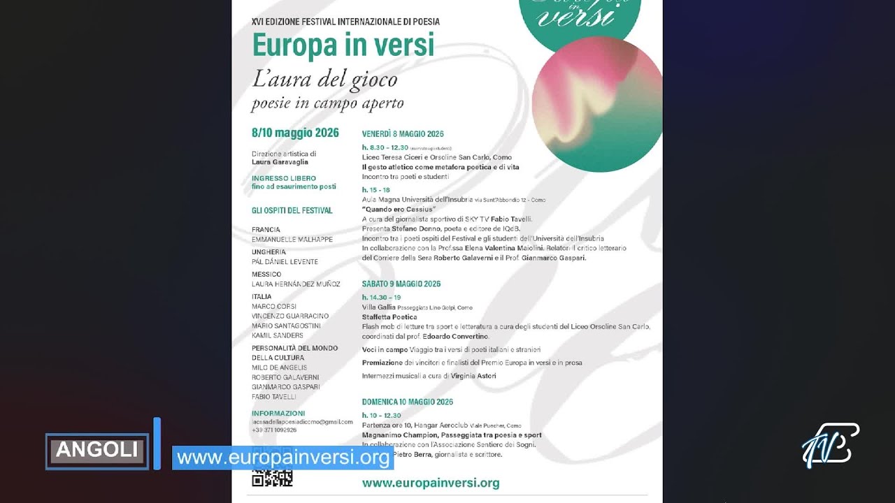 ANGOLI 7/5/2026: FESTIVAL INTERNAZIONALE DI POESIA 